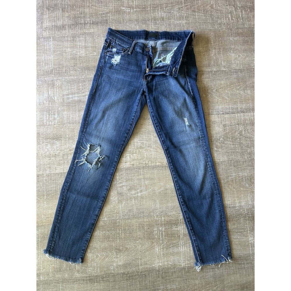 MOTHER The Looker Ankle Fray Alley Cat Distressed Stretch Jeans Womens 28 USA - Picture 13 of 14